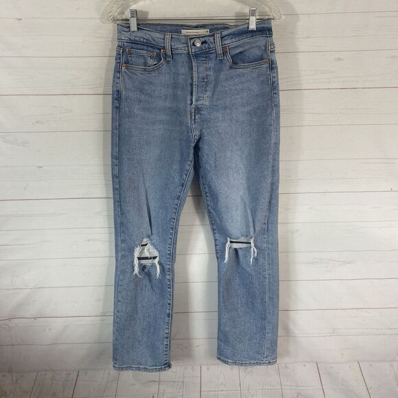 Levi's Denim - Levi's Womens Wedgie Straight Crop Jeans Size 28 Blue Button Fly Stretch